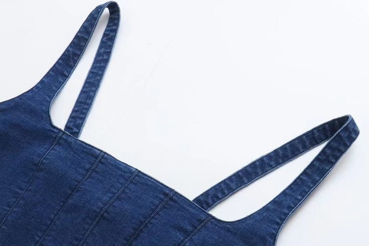 Pleated Denim Corset Top