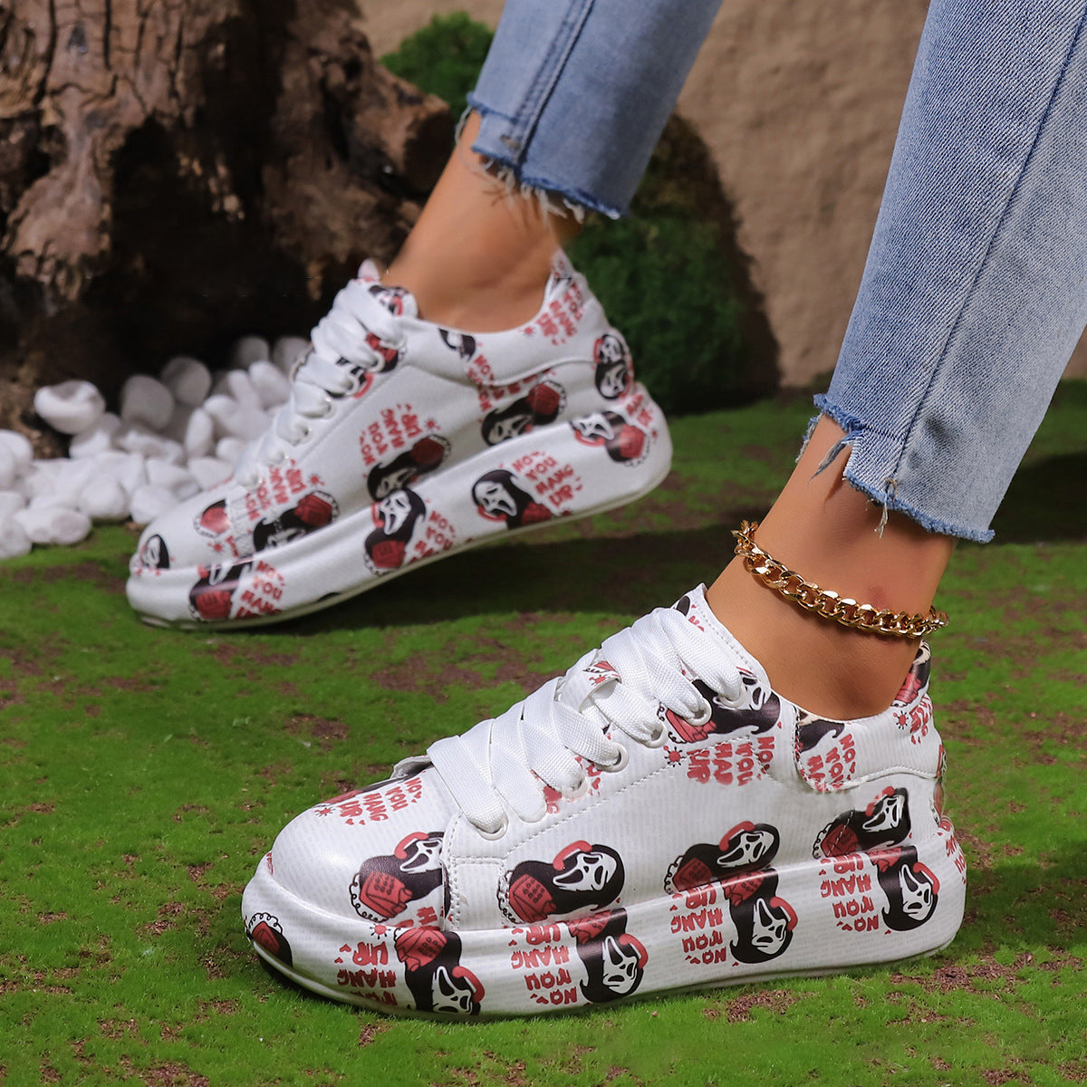 Halloween Cartoon Fun Print Flats Shoes