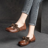 Vintage Ethnic First Layer Leather Flats Casual