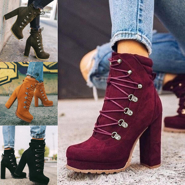 Seductive Suede Lace-Up Heeled Boots