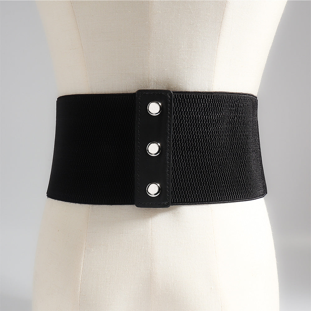 Retro Triple Buckle Elastic Waist Belt