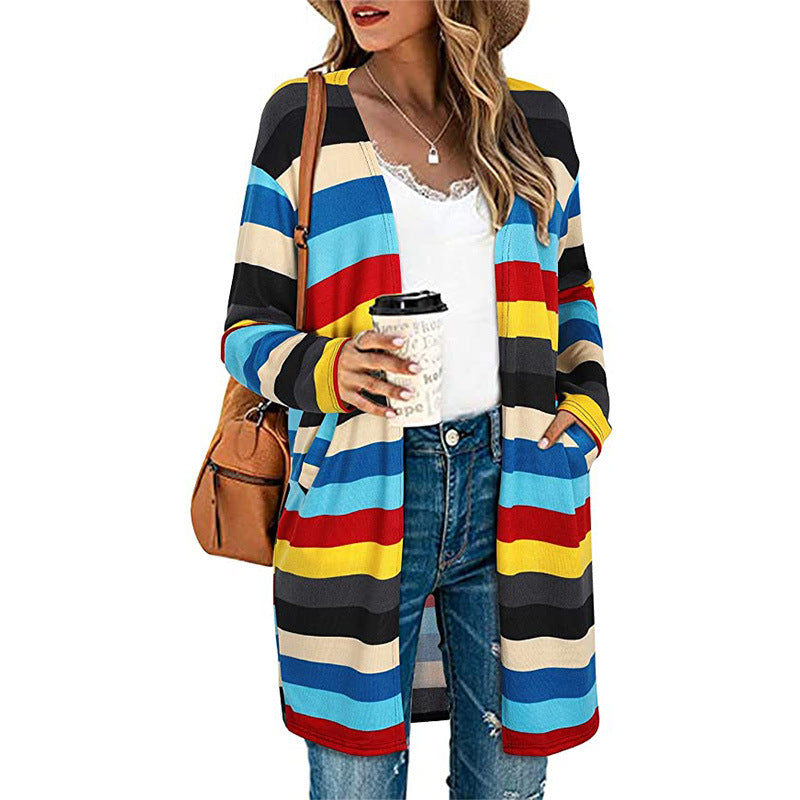 Striped Print Cardigan Jacket