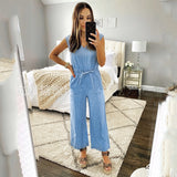 Denim Stitched Suspender Jumpsuit