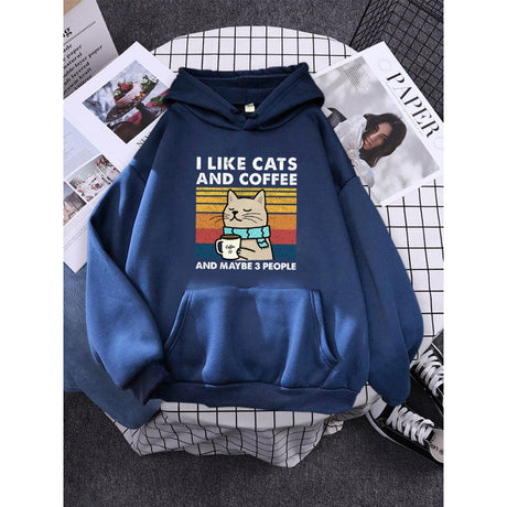 Cats & Coffee Printed Women's Hoodie