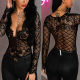 Eyelash Lace Flirty Long-Sleeved Bodysuit