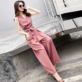 Slim V-neck Wide-leg Pants Jumpsuit