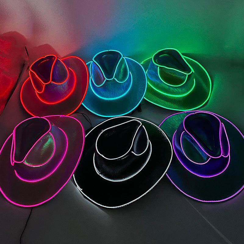 Fluorescent Carnival Party LED Wireless Flashing Cowboy Hat