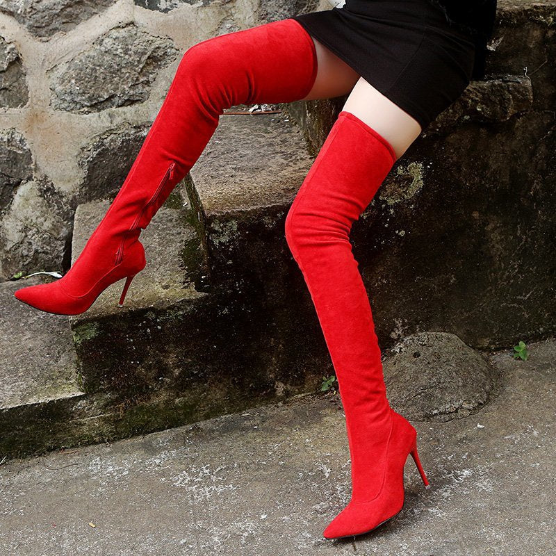 Seductive Suede Stiletto Over The Knee Boots