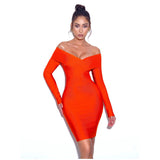 Allie Long Sleeved Criss Cross Bandage Midi Dress