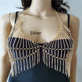 Glamourous Rhinestone Pendant Chest Chain Body Jewelry