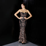 Amara Sequined Strapless Evening Dress