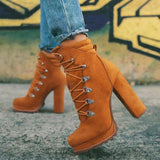 Seductive Suede Lace-Up Heeled Boots