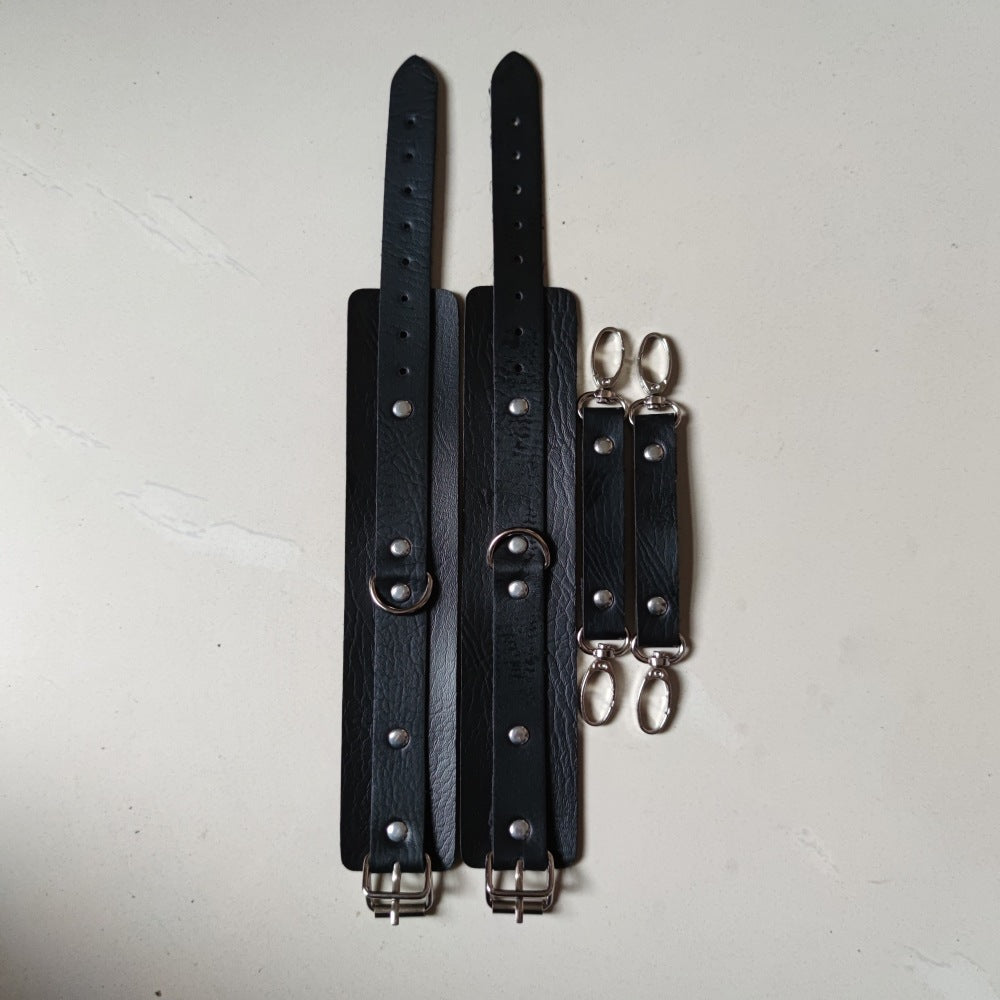 Black Leather Bondage Harness Garter Set