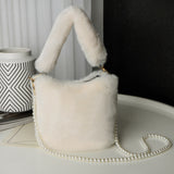 Plush Pearl Chain Checkerboard Bag