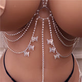 Butterfly Rhinestone Multi-layer Waist Chain Body Jewelry