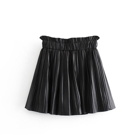 Pleated Faux Leather Midi Skirt