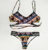 Ethnic Print Cross Strap Bikini