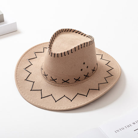 Suede Satin Print Neutral Cowboy Hat