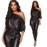 Leather Flange Jumpsuit