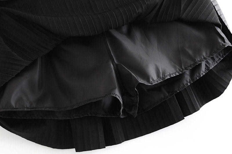 Pleated Faux Leather Midi Skirt