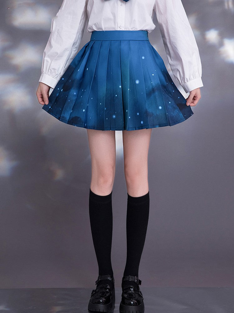 Starry Night Pleated Skirt