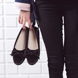 Bowtastic Suede Flats Shoes