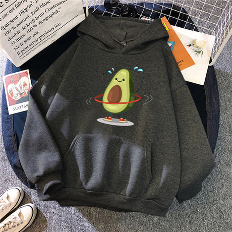 Sporty Avocado Print Warm Hoodie