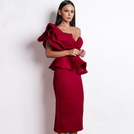 Adelia Peplum Sweetheart Midi Dress