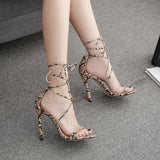 Snakeskin Pointed Fine Heel High Heels