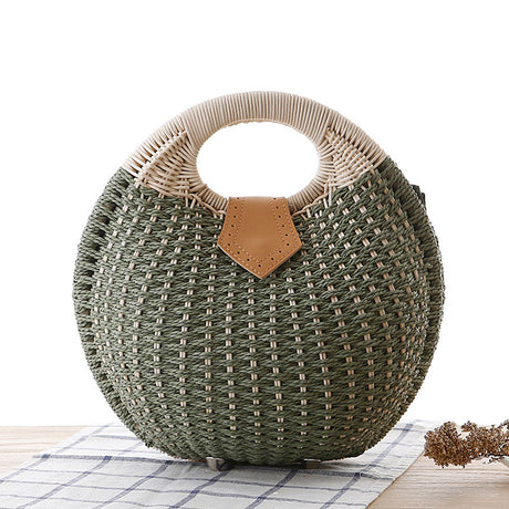 Rattan Weave Round Handbag