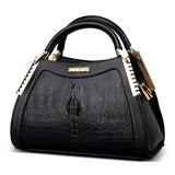 Crocodile Embossed Leather Trapezoid Fashion Handbag