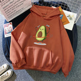 Sporty Avocado Print Warm Hoodie