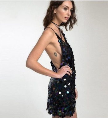 Lola Large Sequin Backless Mini Dress