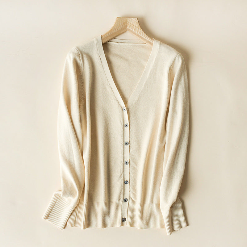 Sweetheart V-Neck Wool Blend Cardigan