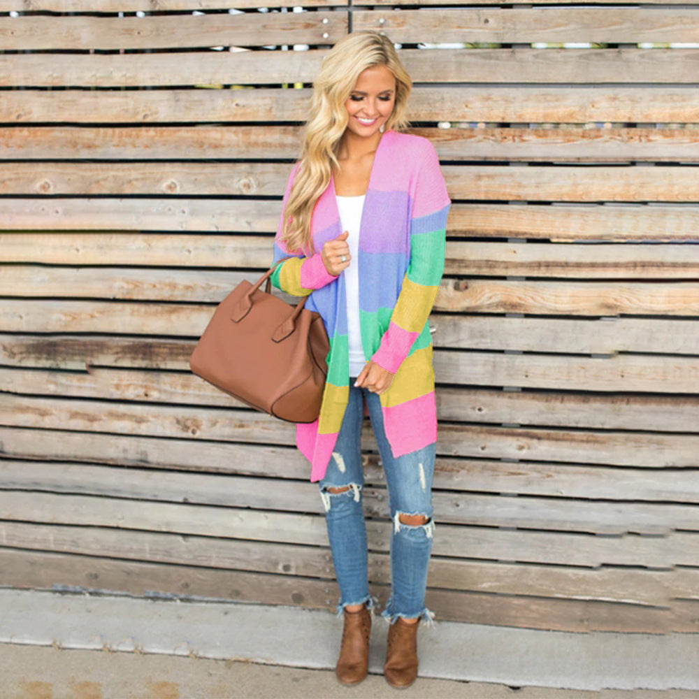 Rainbow Stitched Sweetheart Cardigan