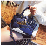 Embroidered Leather Wing Shape Shoulder Bag