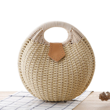 Rattan Weave Round Handbag