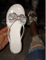 Pretty Bow Diamond Flip Flops