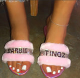 Blinged Fluffy Flats