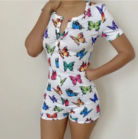 Ava Button-Up Short Sleeve Jumpsuit Romper