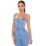 Nightclub Denim High Elastic Jumpsuit