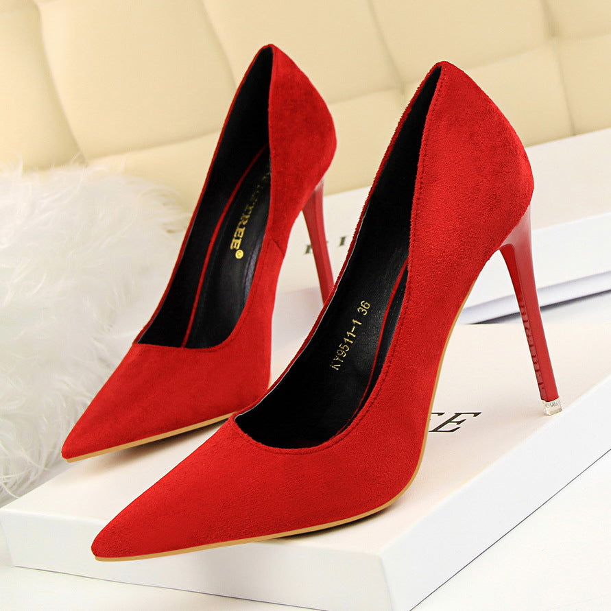 Suede Pointed High Heels