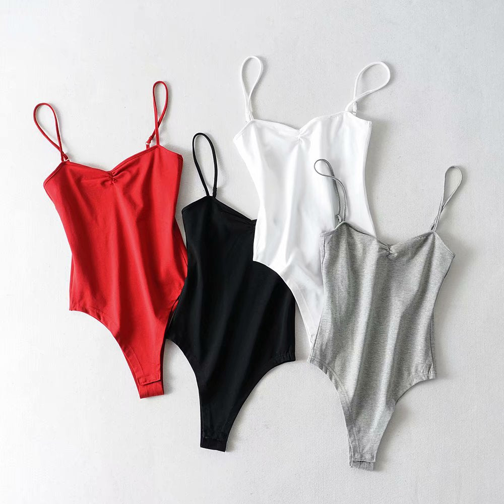 Pleated V-Neck Flirty Bodysuit