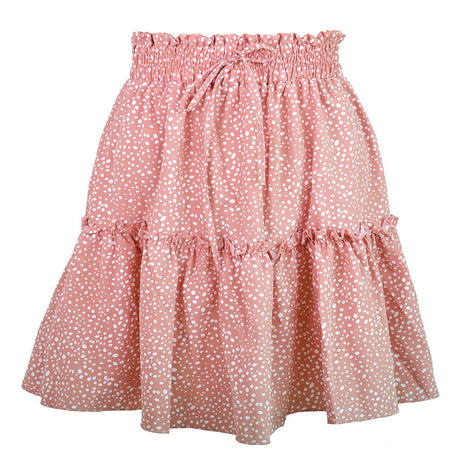 Polka Dot Pleated Chiffon Skirt