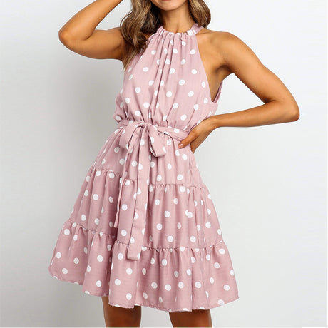 Myla Polka-Dot Halter Midi Dress