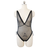 Seductive Sheer Mesh Deep V Bodysuit Lingerie