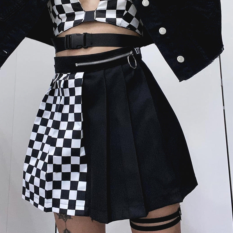 Pleated Lattice Chain Skirt