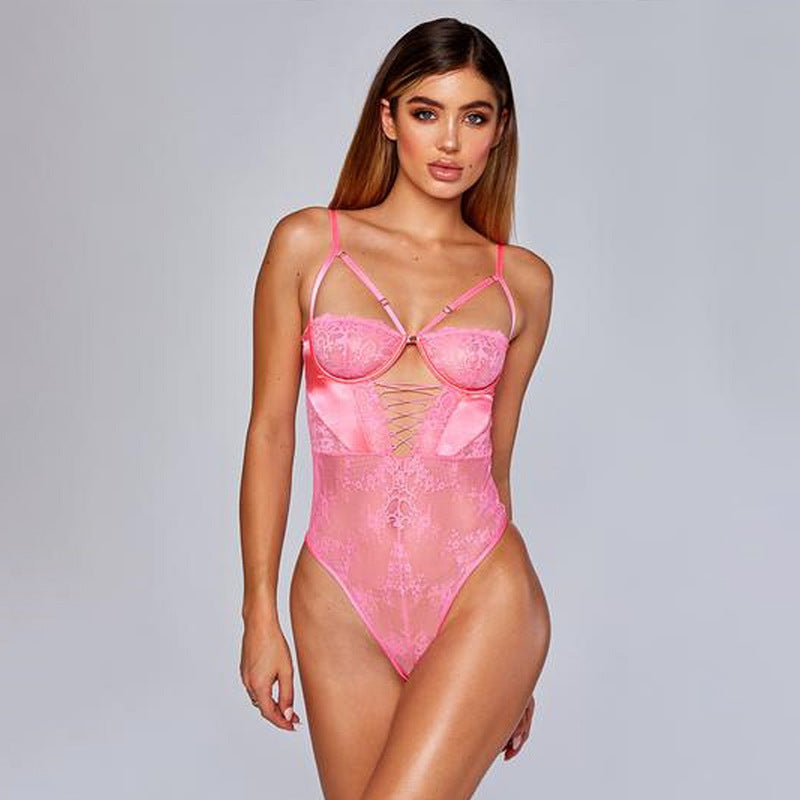 Gia Mesh Embroidery Bodysuit Lingerie