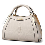 Crocodile Embossed Leather Trapezoid Fashion Handbag