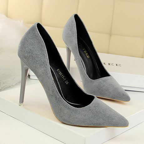 Suede Pointed High Heels